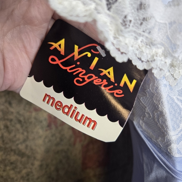 NEW Deadstock baby blue lace coquette sheer long nightgown‎ dress S/M - Picture 5 of 9